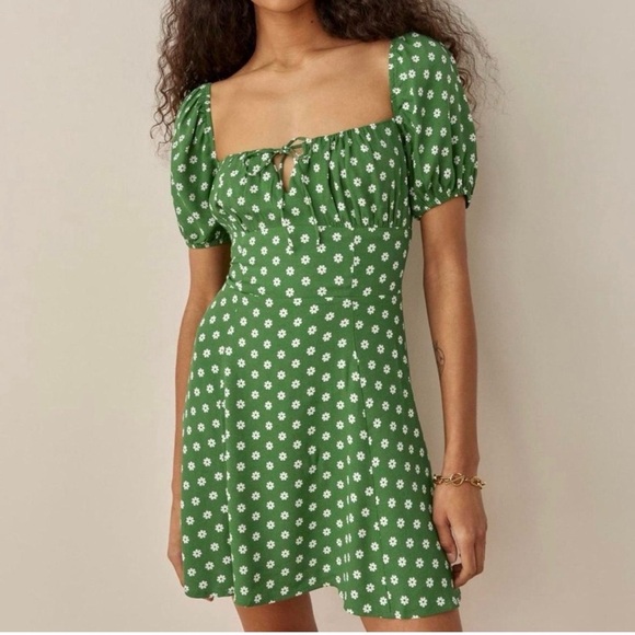 Reformation Corbin Mini Dress in Hannah Green Size 8